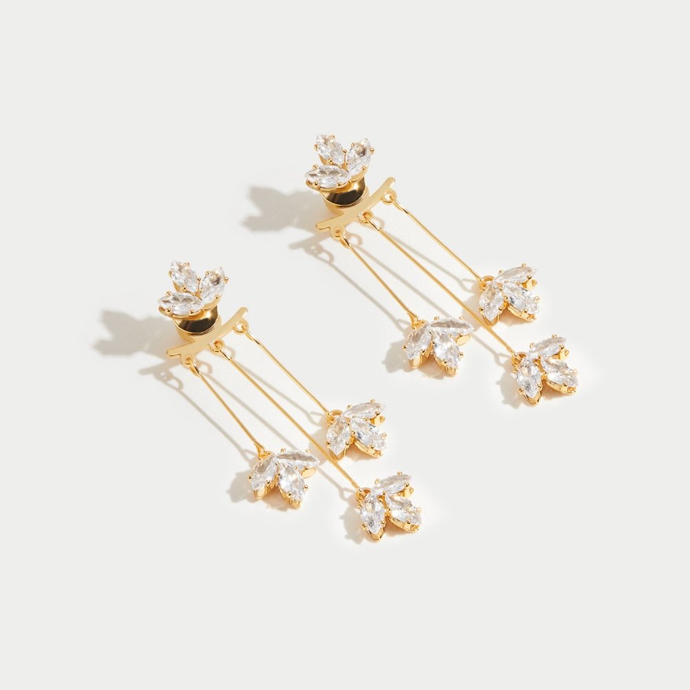 Philomène | Boucles d'Oreilles Feuilles Scintillantes