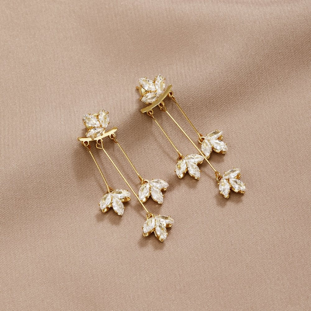 Philomène | Boucles d'Oreilles Feuilles Scintillantes