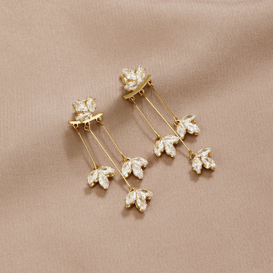 Philomène | Boucles d'Oreilles Feuilles Scintillantes