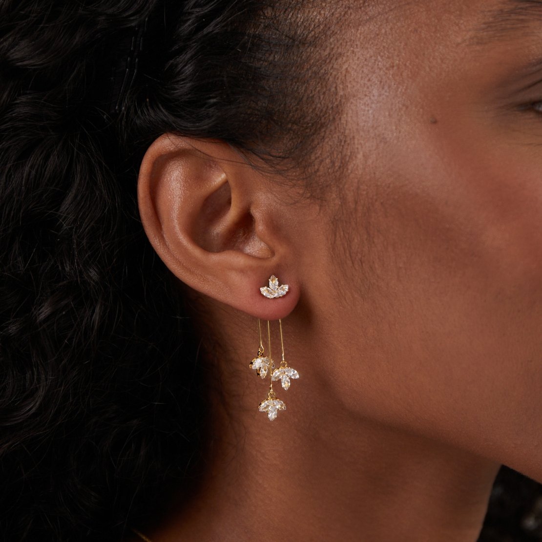 Philomène | Boucles d'Oreilles Feuilles Scintillantes