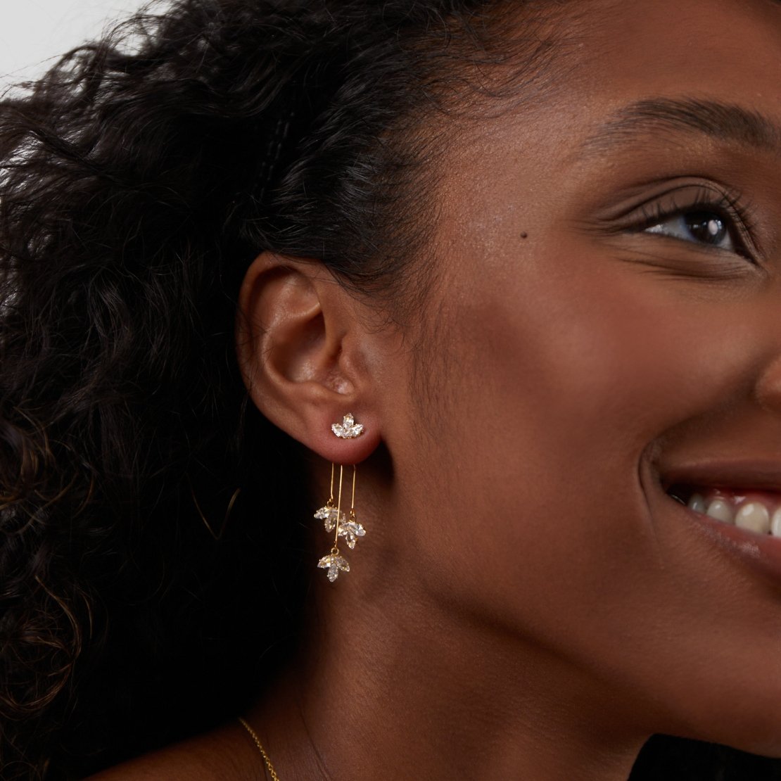 Philomène | Boucles d'Oreilles Feuilles Scintillantes