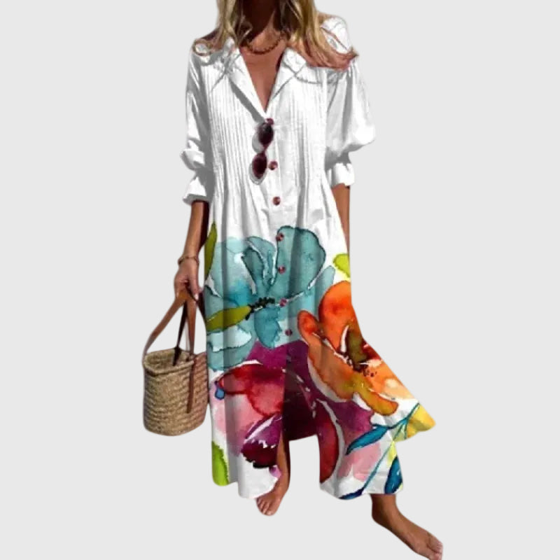 Zariah | Robe Maxi Imprimée Aquarelle
