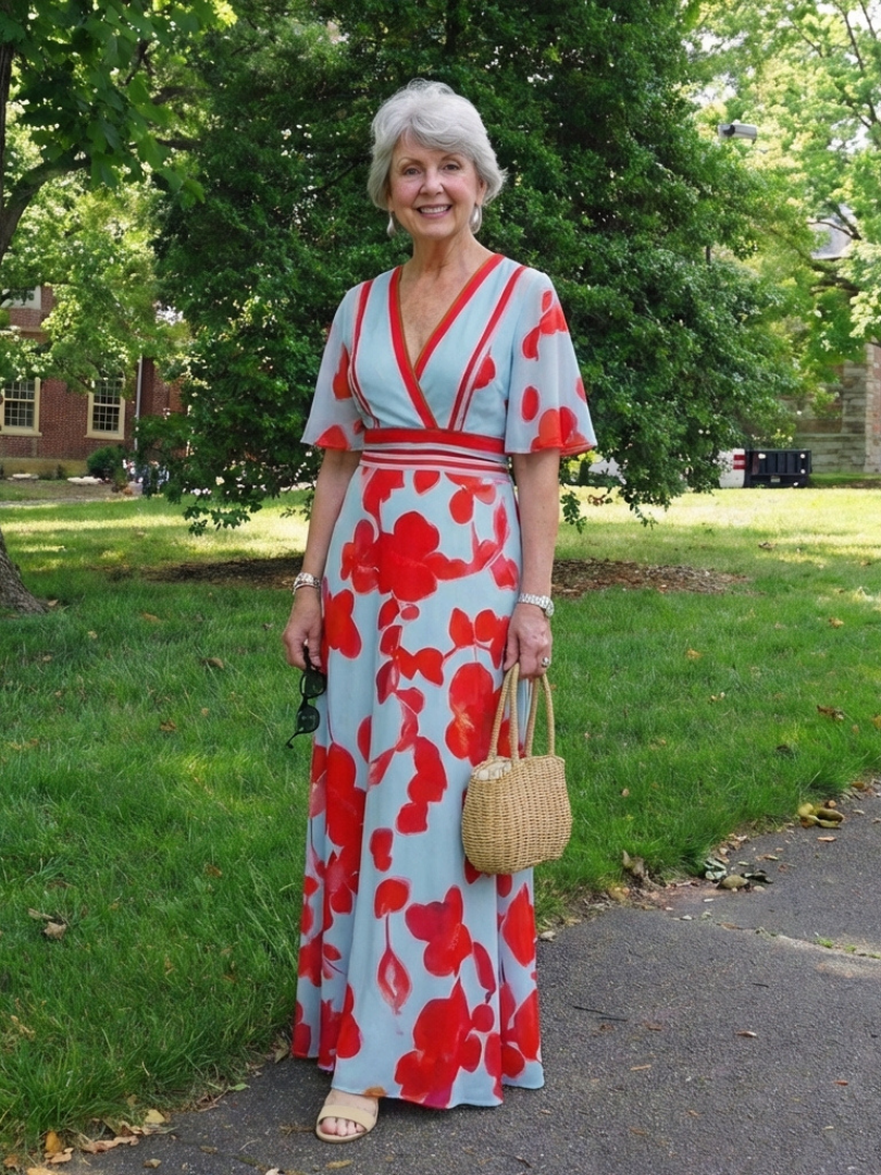 Corinne | Robe Maxi Fleurie à Manches