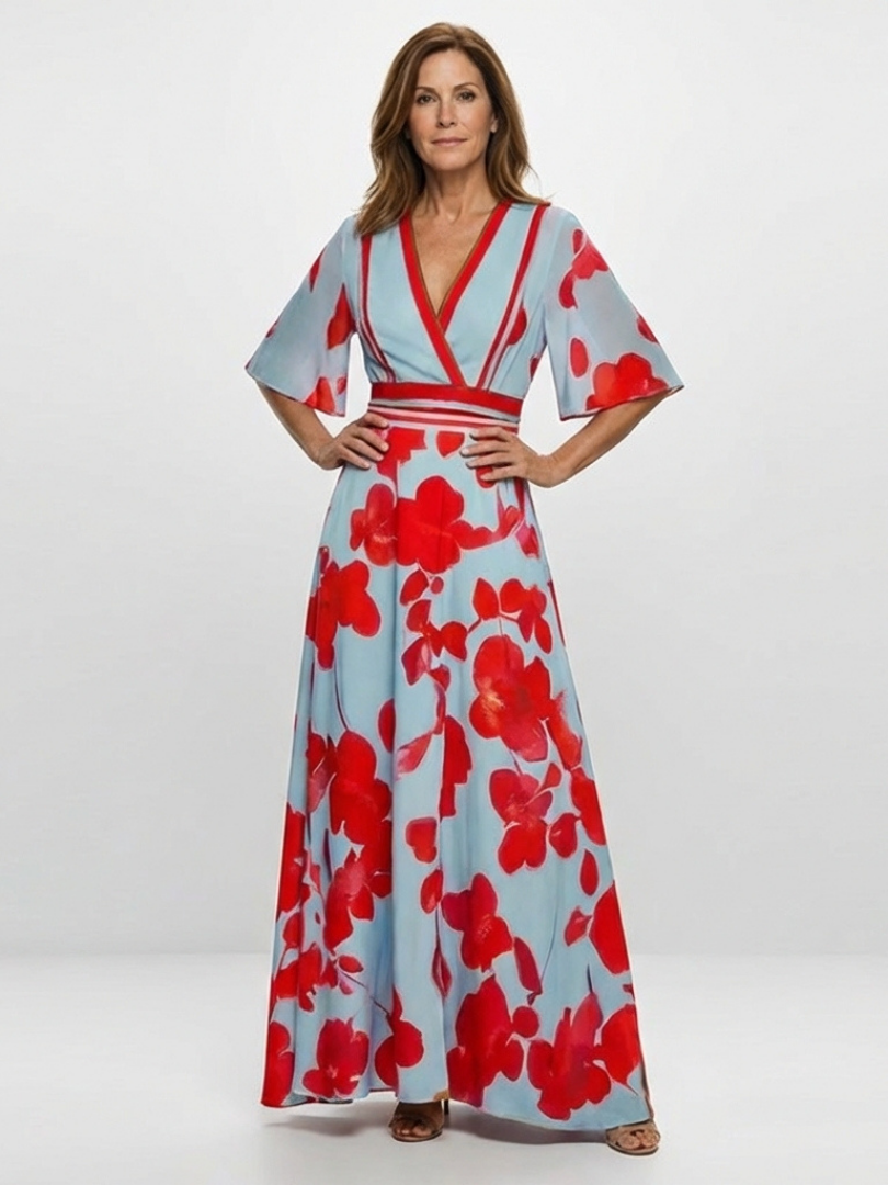 Corinne | Robe Maxi Fleurie à Manches