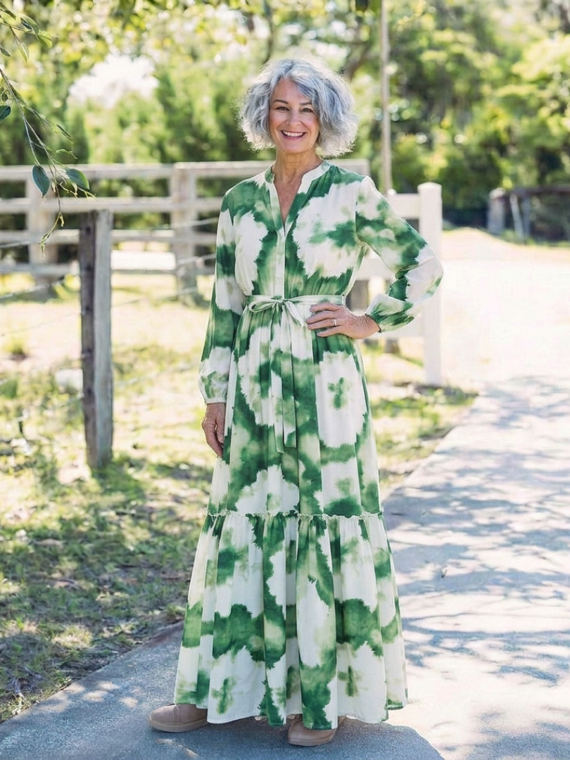 Sabine | Robe Maxi à Manches Longues