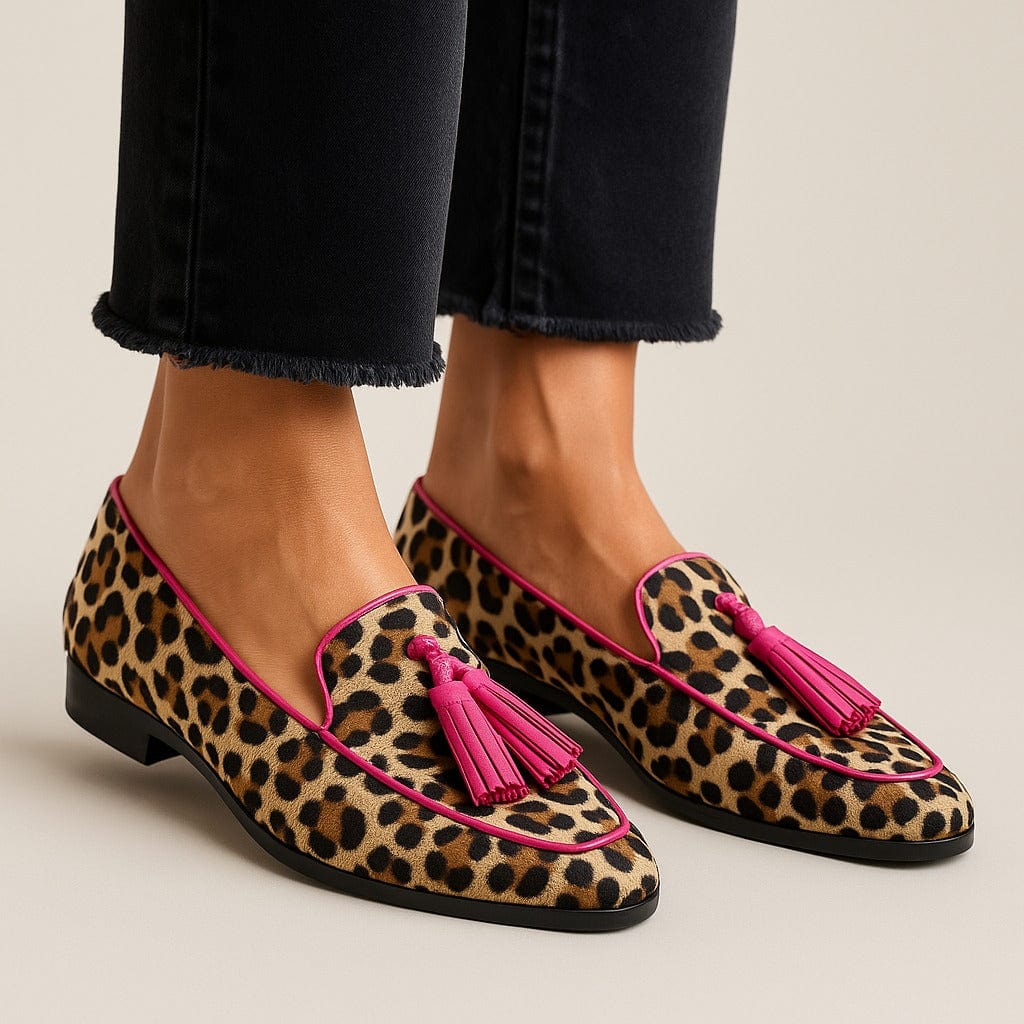 Florence | Mocassins Léopard Bordure Rose