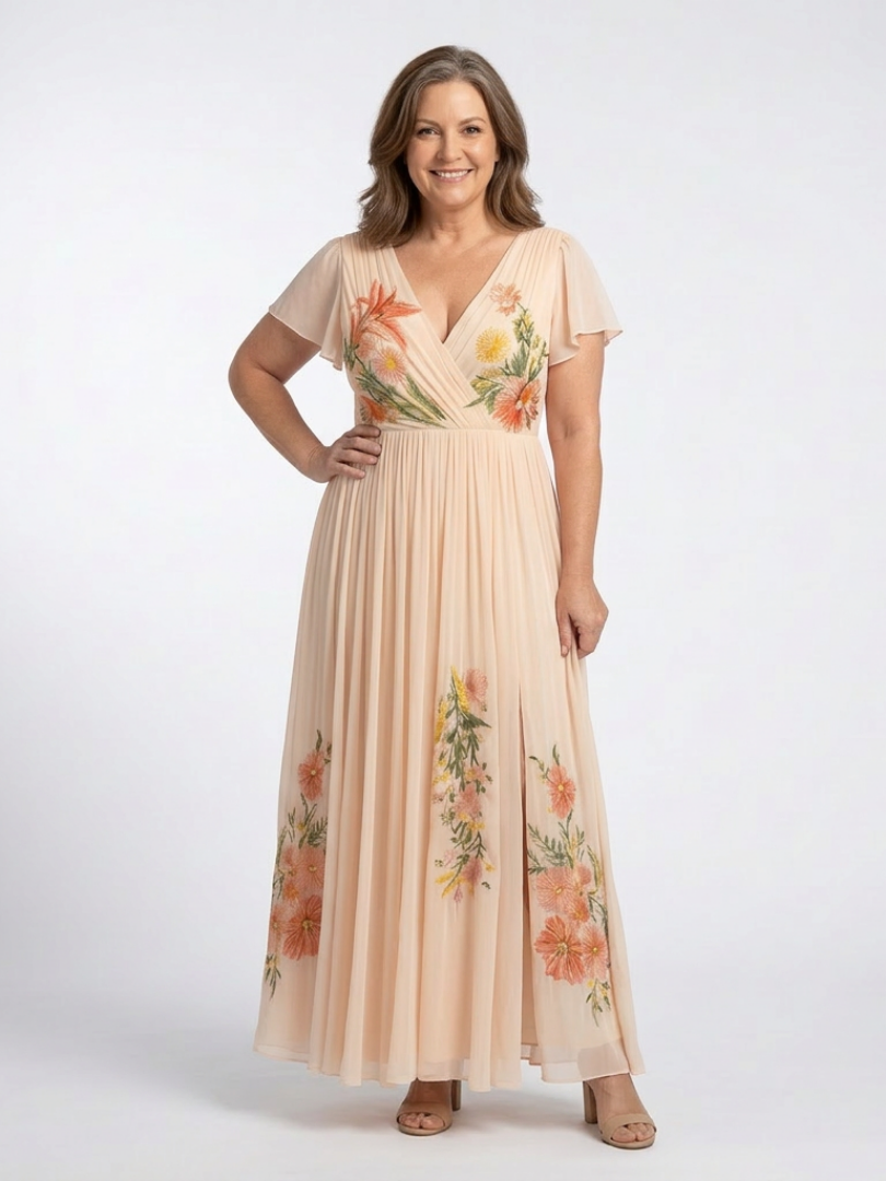 Calista | Robe Maxi Florale Plissée