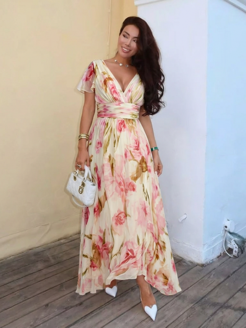 Elara | Robe Maxi Fleurie