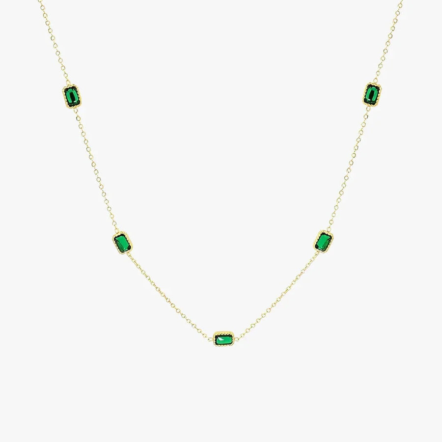 Apolline | Collier en chaîne dorée avec pierre verte