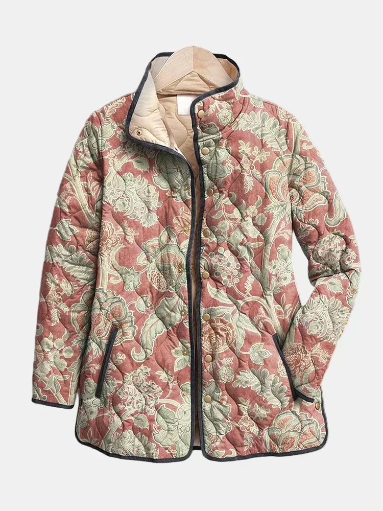 Pauline | Veste Matelassée Damas Terracotta