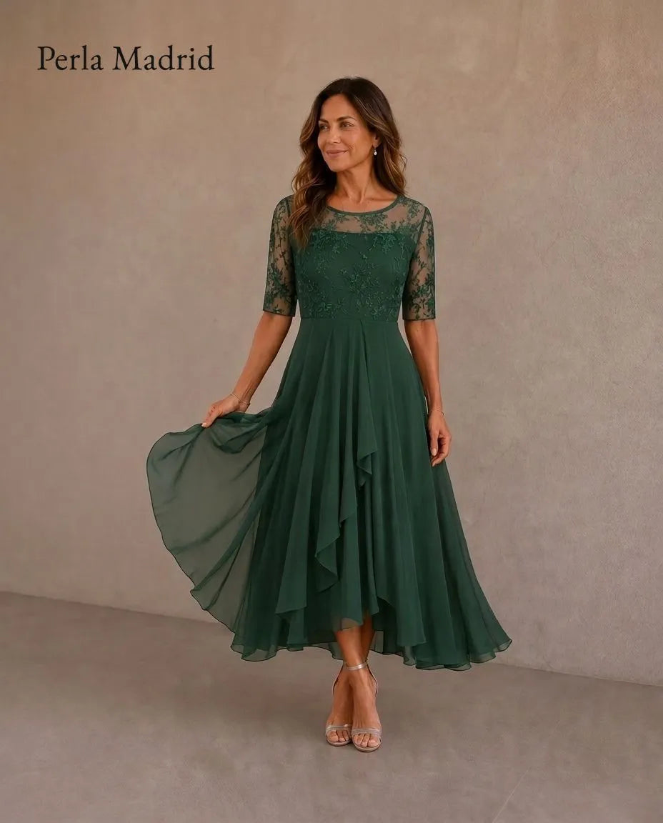 Céleste | Robe en dentelle et mousseline