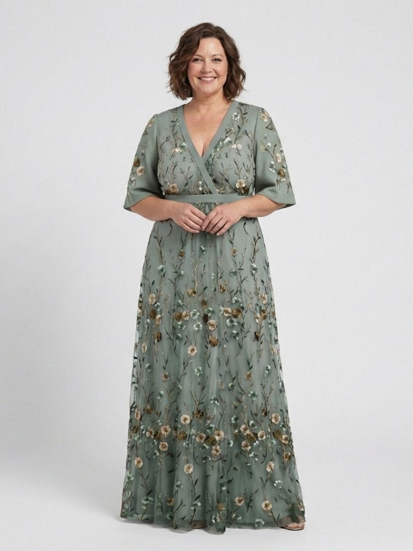 Evadne | Robe Maxi à Manches Courtes