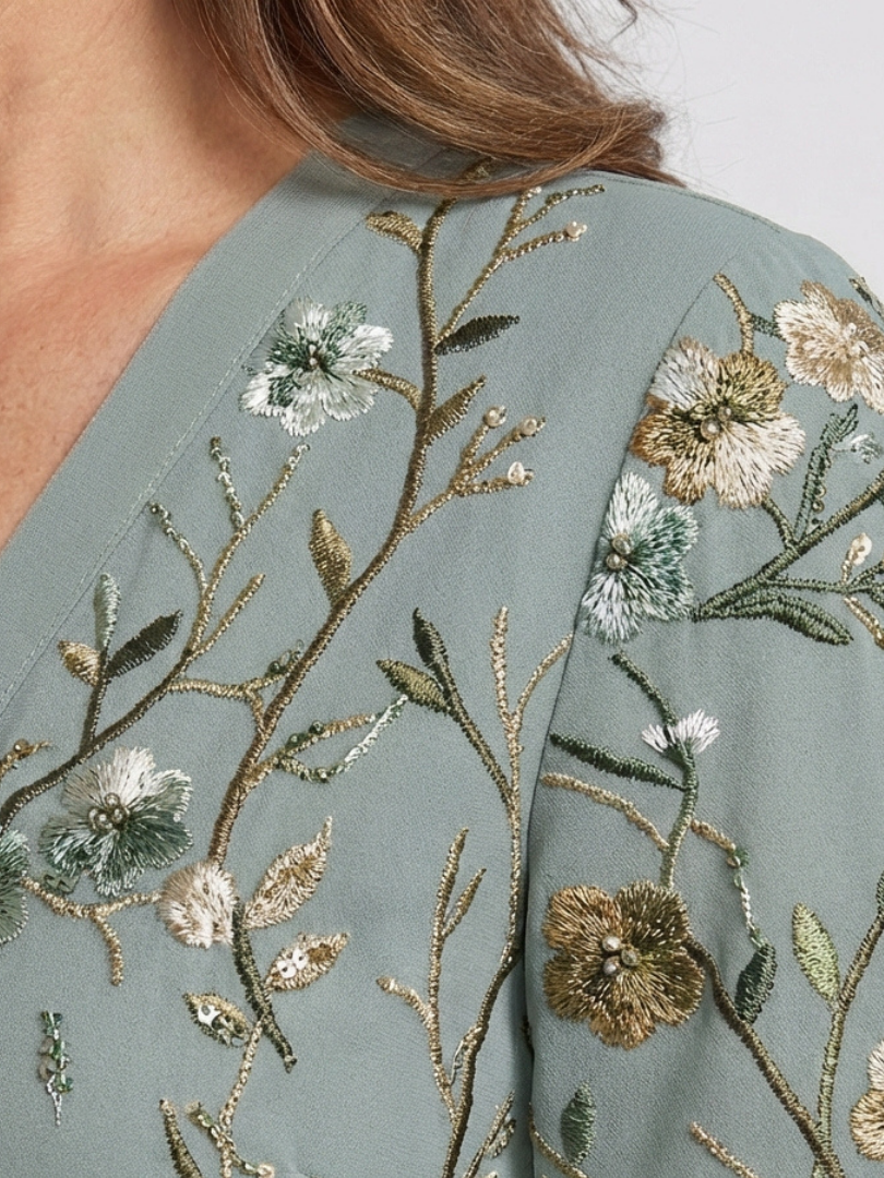 Evadne | Robe Maxi à Manches Courtes