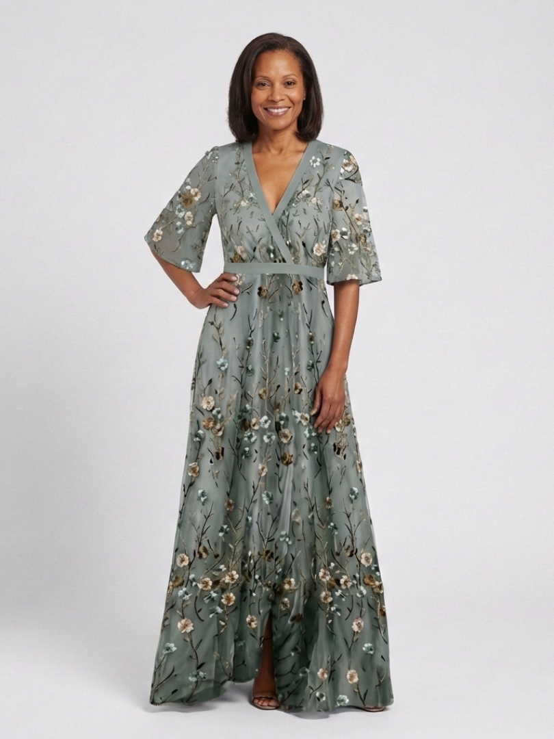 Evadne | Robe Maxi à Manches Courtes