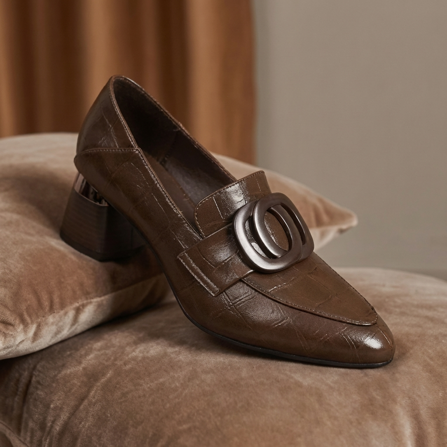 Élise | Mocassins à Talon et Ornement