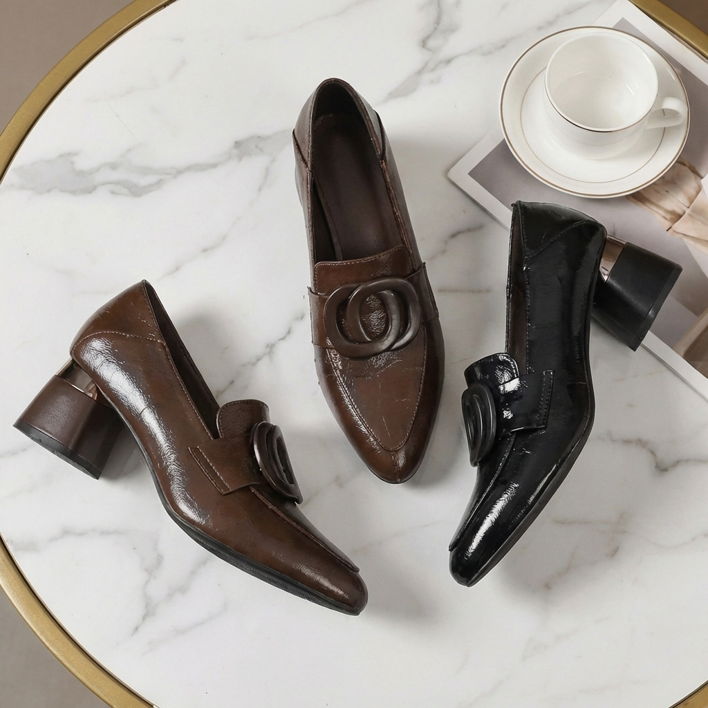 Élise | Mocassins à Talon et Ornement