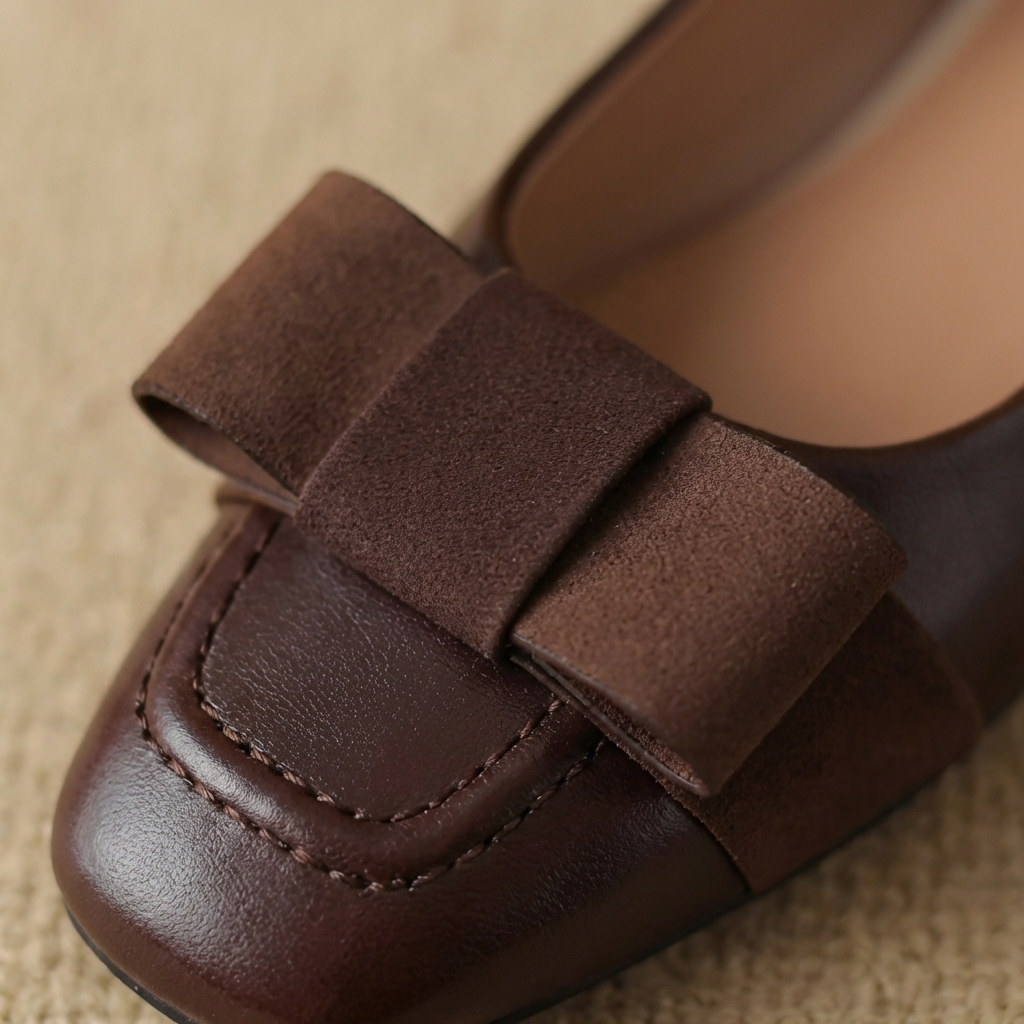 Léa | Ballerines à Nœud en Cuir