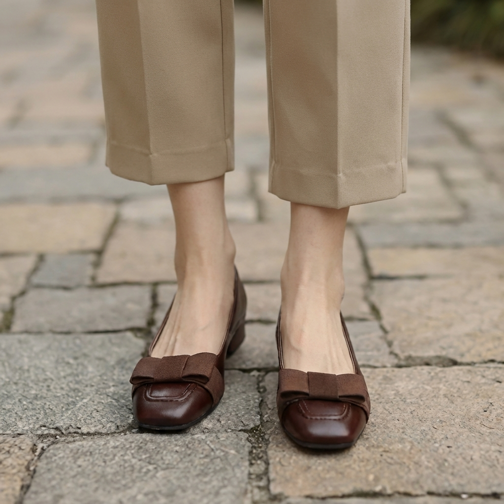 Léa | Ballerines à Nœud en Cuir