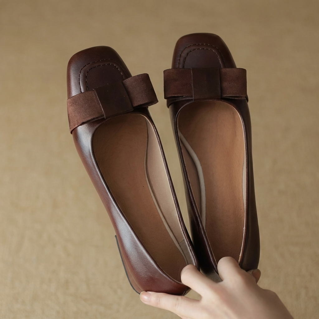 Léa | Ballerines à Nœud en Cuir