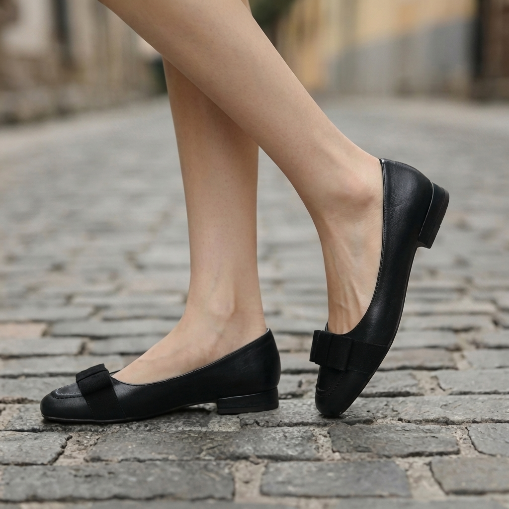 Léa | Ballerines à Nœud en Cuir