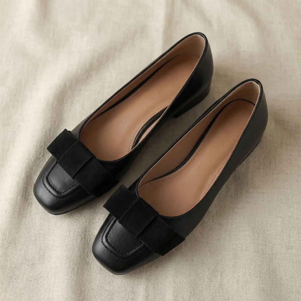 Léa | Ballerines à Nœud en Cuir