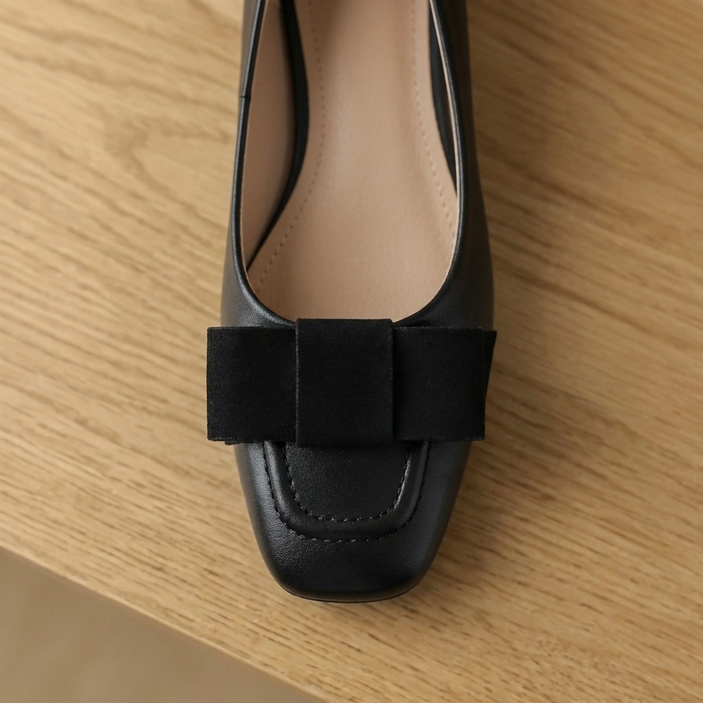 Léa | Ballerines à Nœud en Cuir