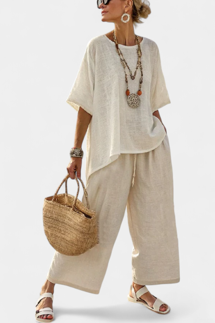 Beatrice – chemise confortable essentielle et pantalons à jambes larges