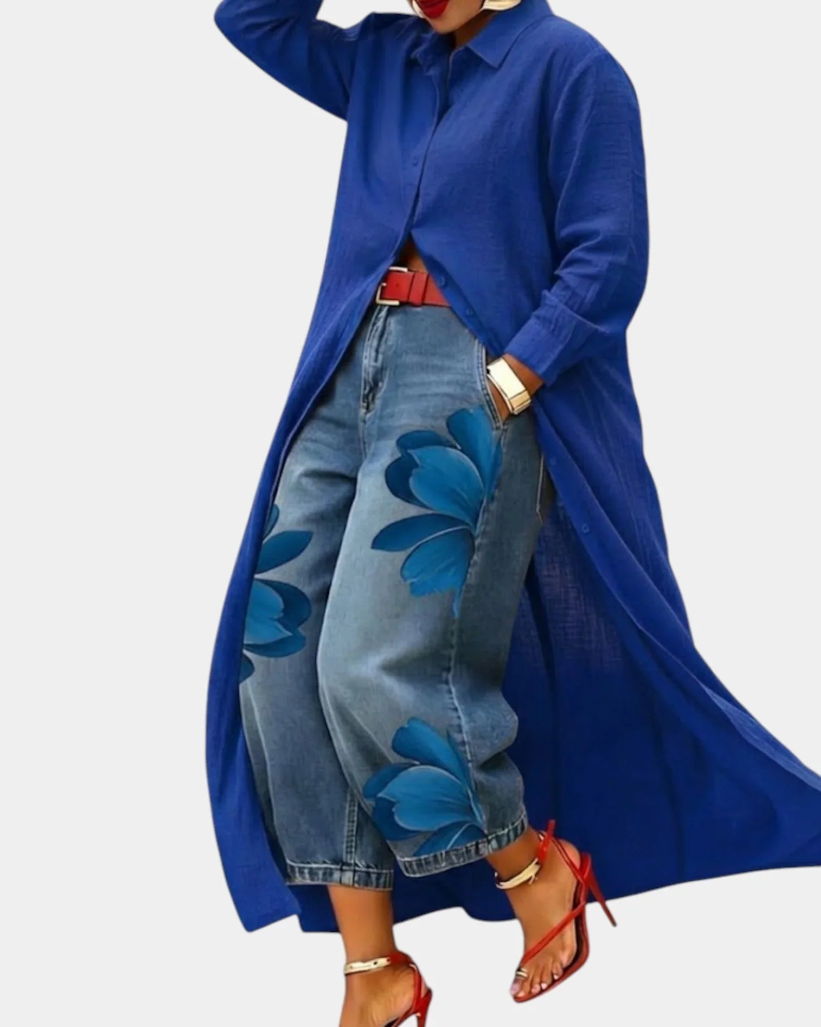 Céliane | Ensemble robe et pantalon en jean large