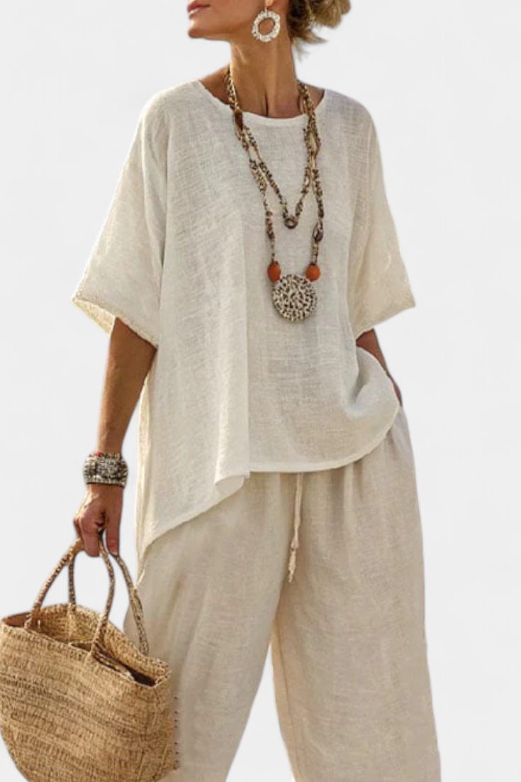 Beatrice – chemise confortable essentielle et pantalons à jambes larges