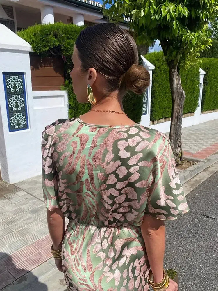 Amélie | Robe Mi-Longue Imprimée Cuivrée