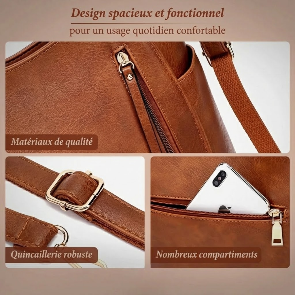 Mélanie | Sac Épaule Élégant Multi-Zips