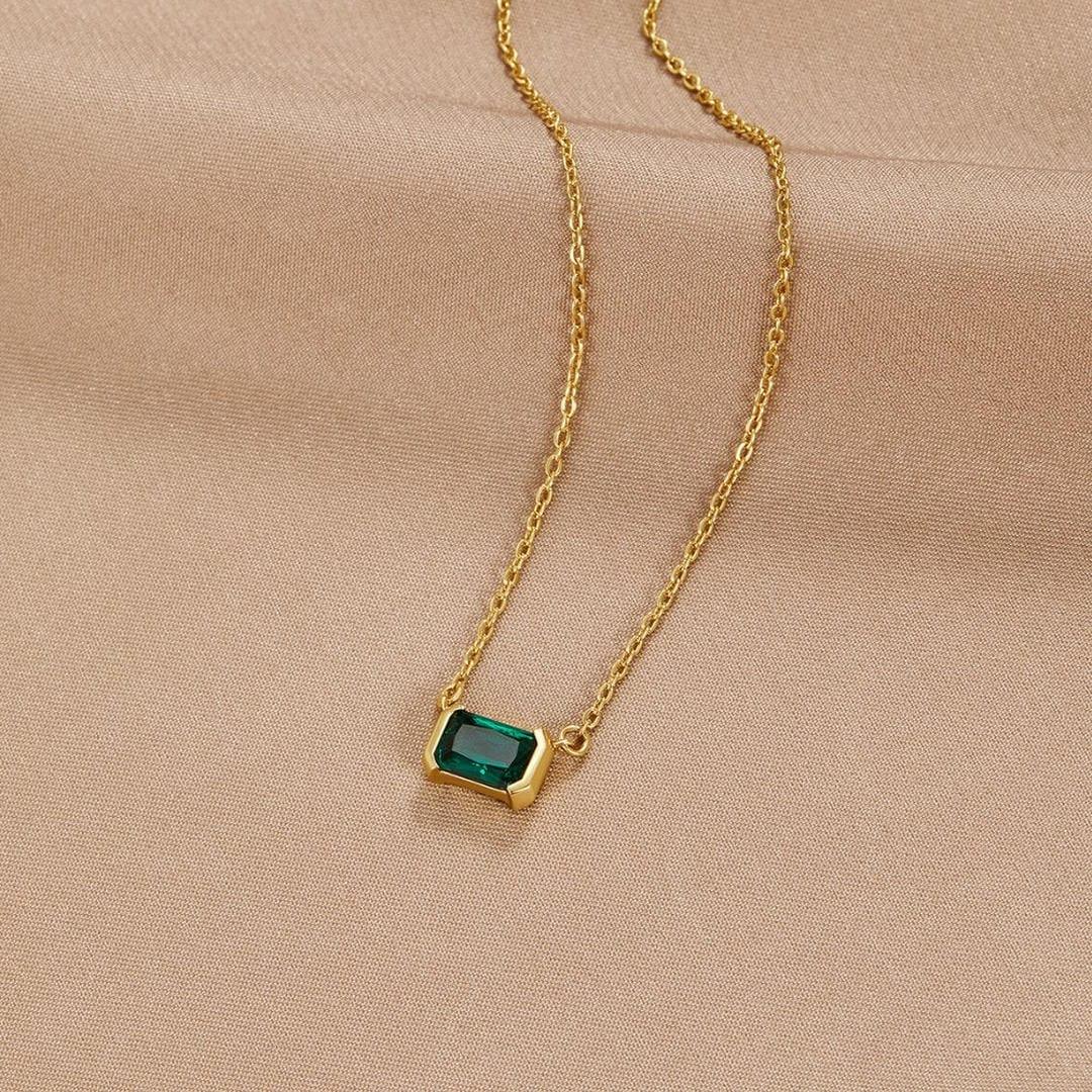 Fleur | Collier en Émeraude Verte Doré