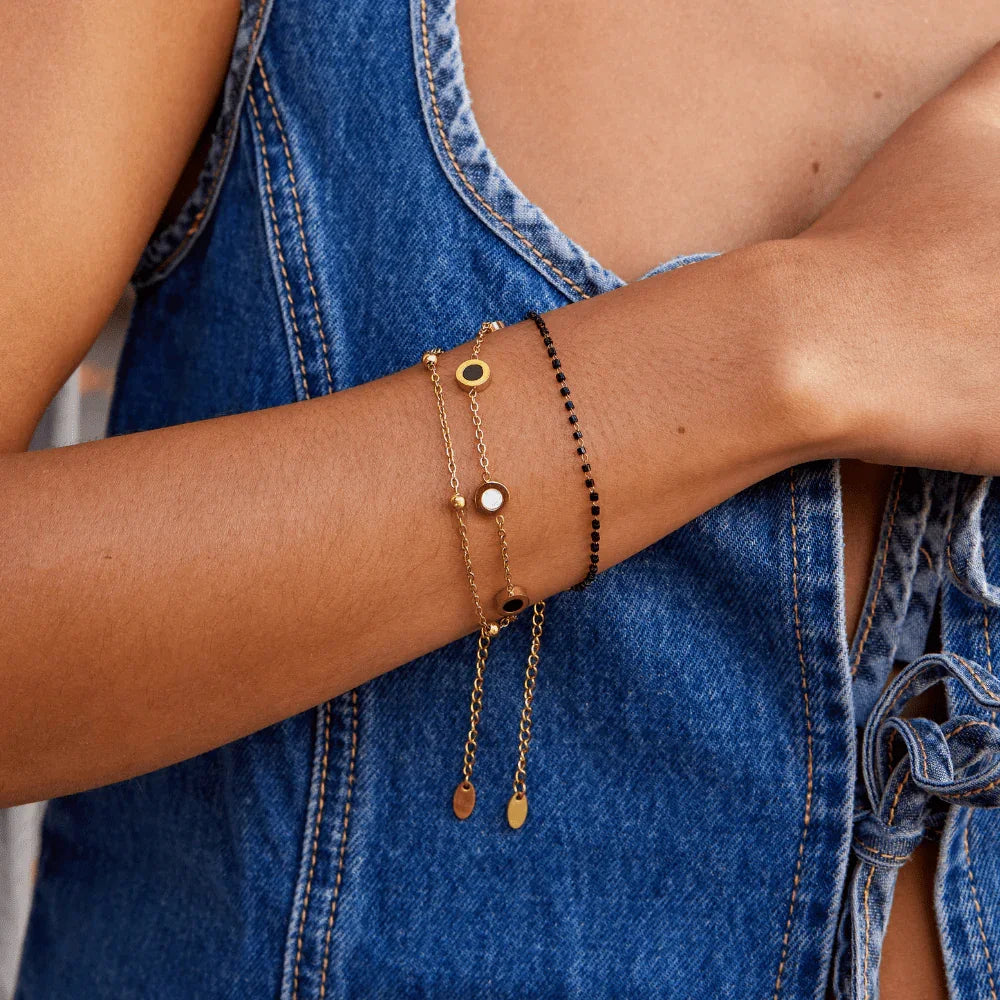 Victoire | Bracelet en Onyx et Pierre Blanche