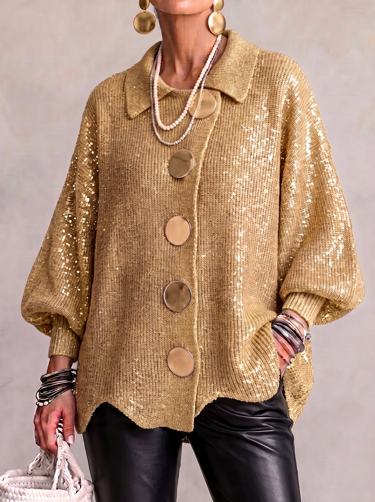 Manon | Gilet Oversize Boutons Dorés