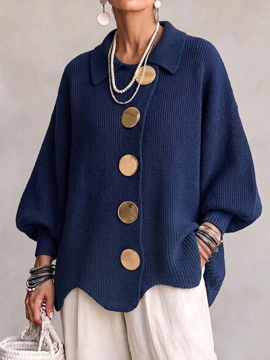 Manon | Gilet Oversize Boutons Dorés