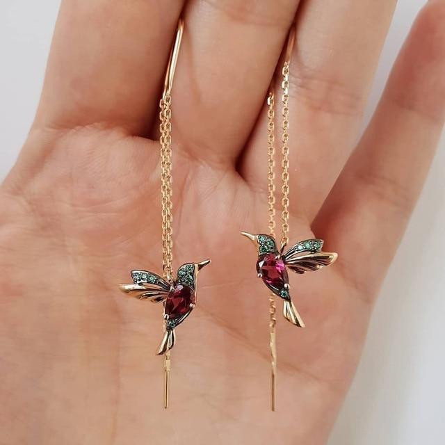 Sidonie | Boucles d'Oreilles Colibri Pourpre