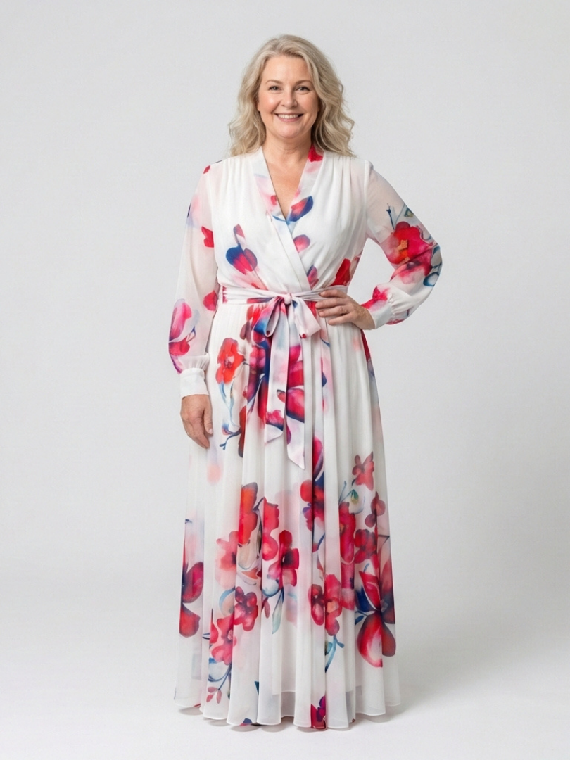 Lillian | Robe Maxi Enveloppe Florale