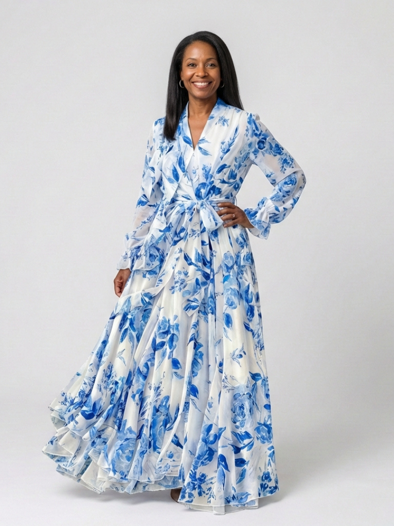 Lillian | Robe Maxi Enveloppe Florale