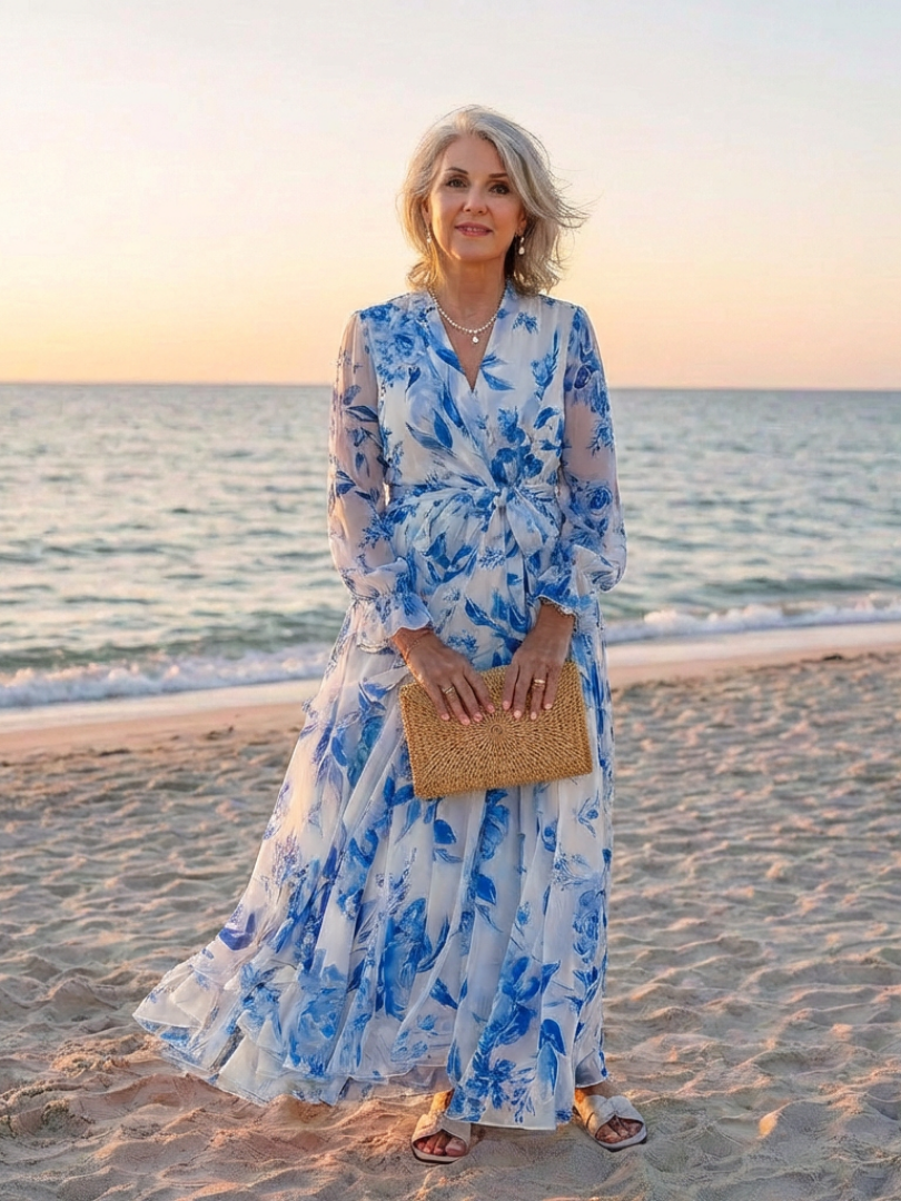 Lillian | Robe Maxi Enveloppe Florale