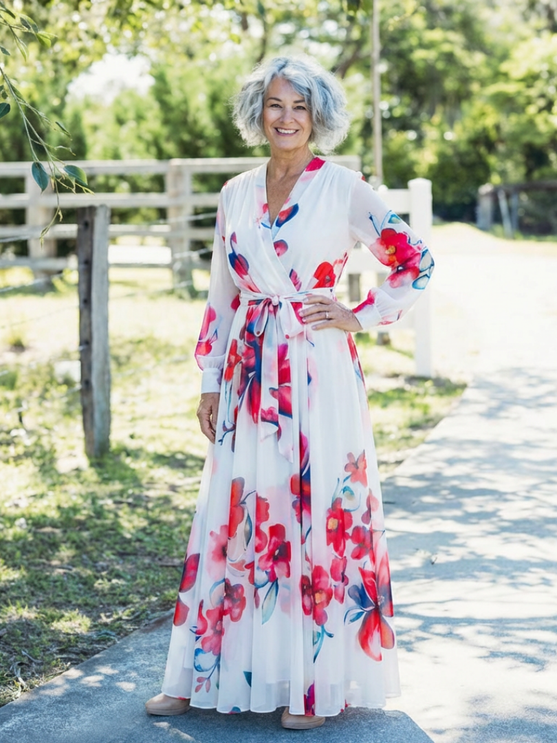 Lillian | Robe Maxi Enveloppe Florale