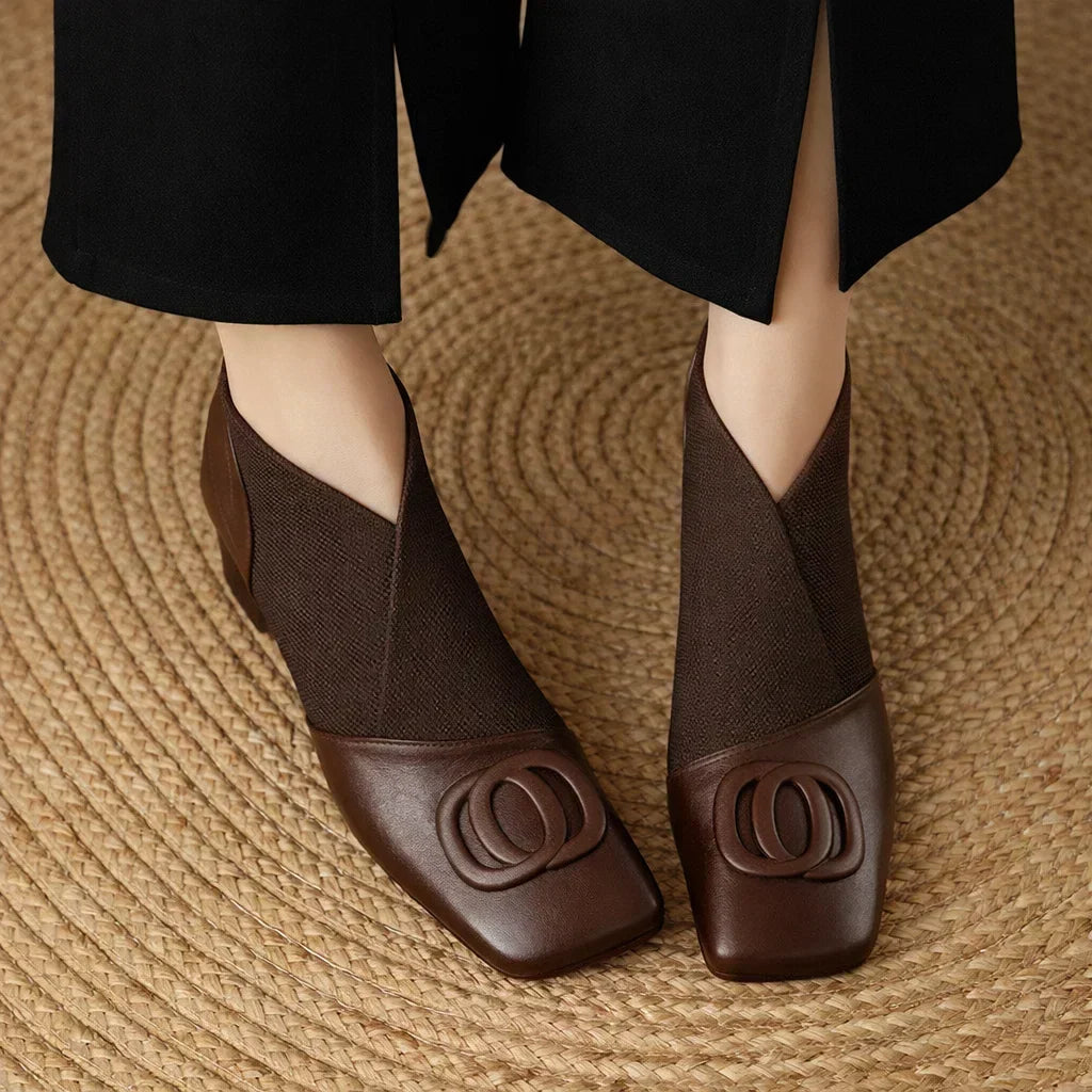 Catherine | Bottines en Cuir à Talon Moyen