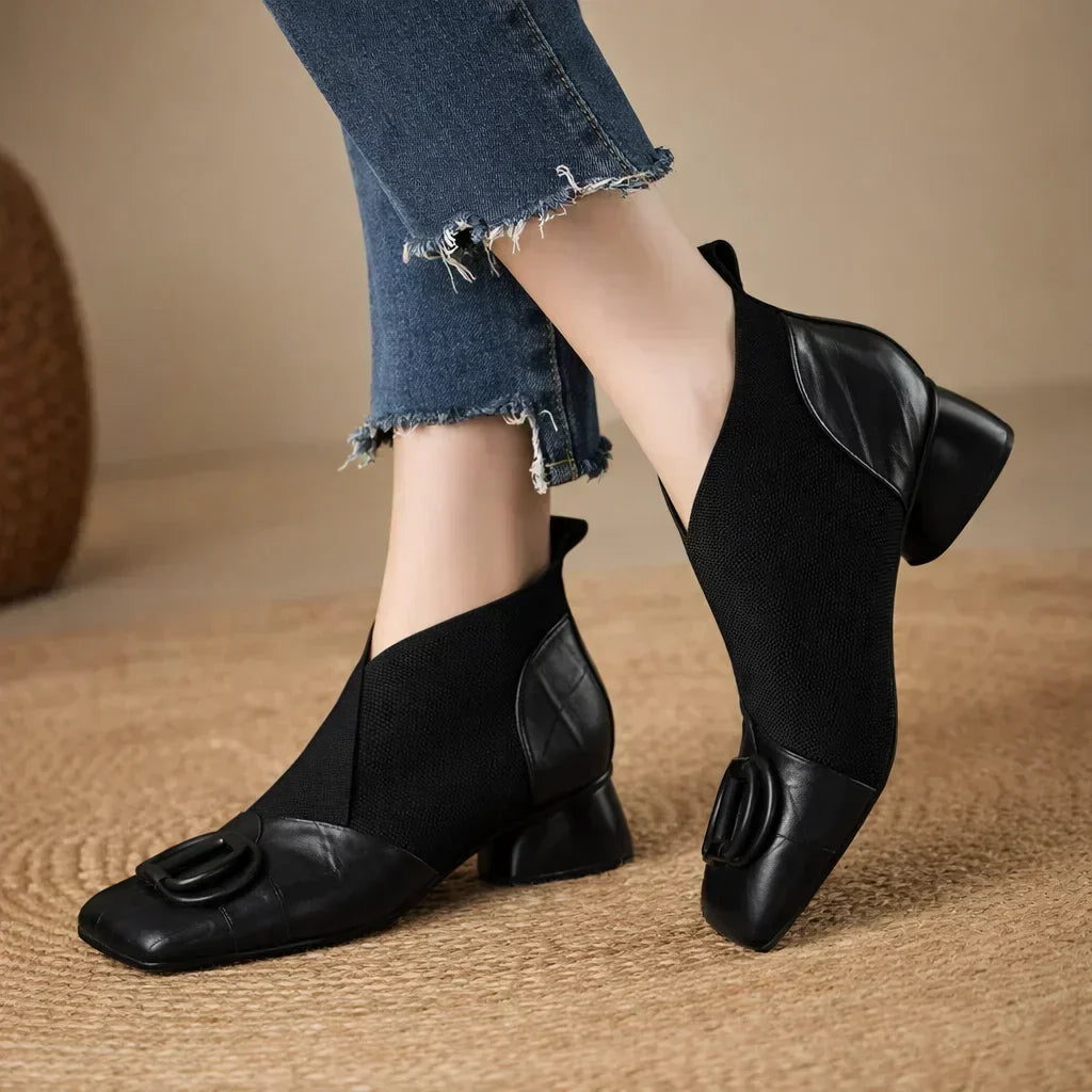 Catherine | Bottines en Cuir à Talon Moyen