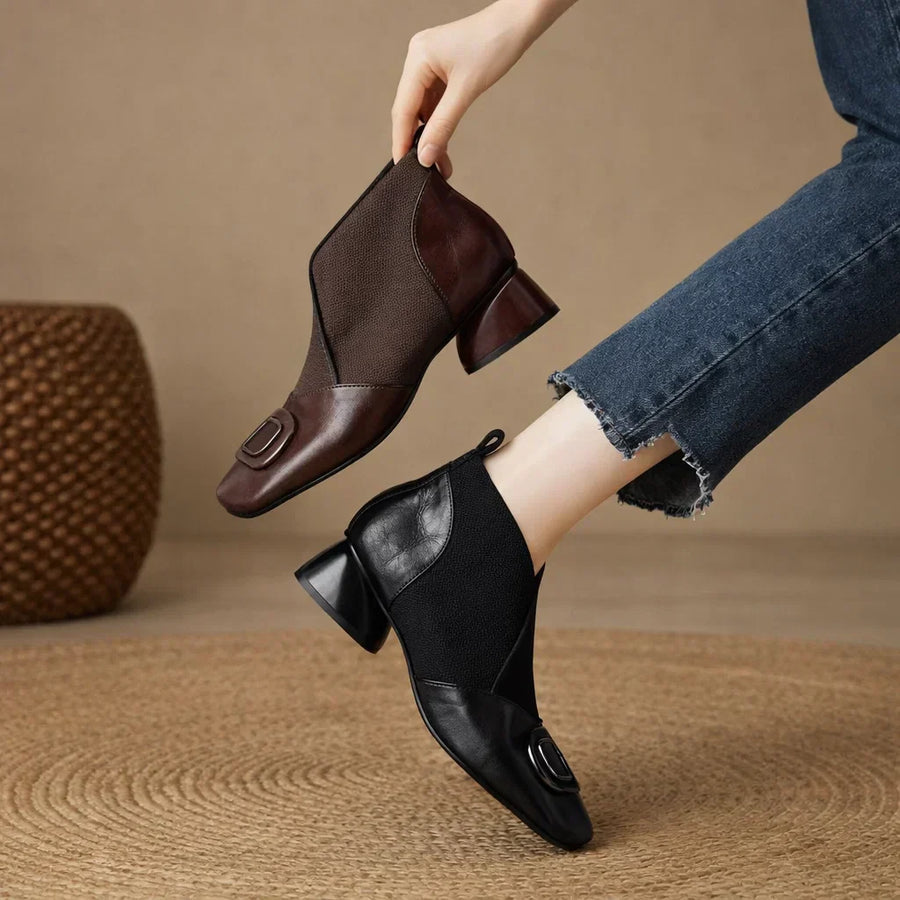 Catherine | Bottines en Cuir à Talon Moyen