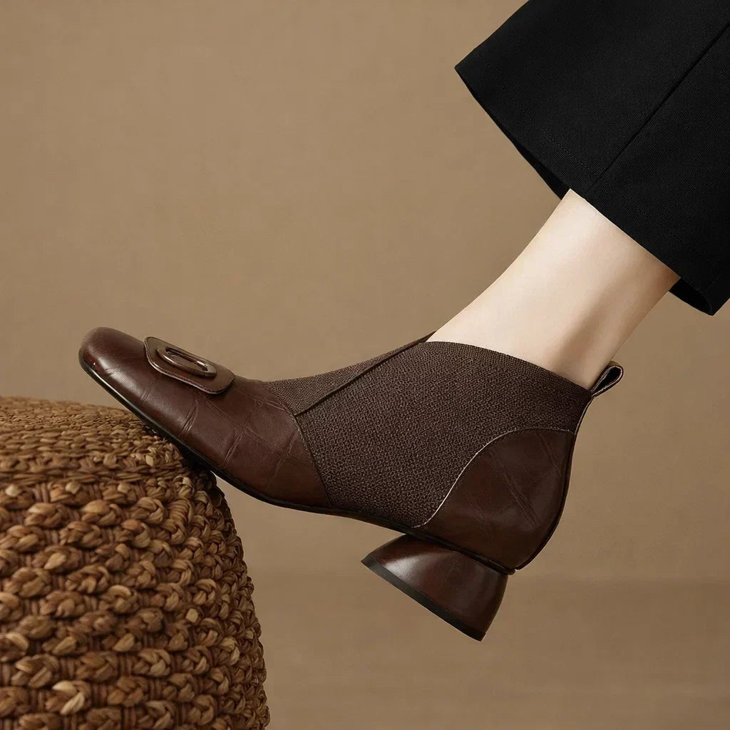 Catherine | Bottines en Cuir à Talon Moyen