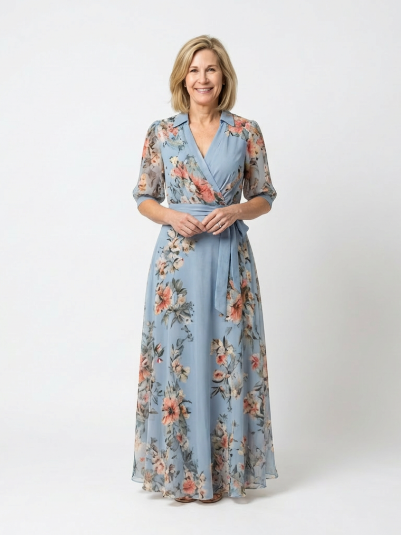 Camille | Robe Maxi à Enveloppe à Col en V Floral