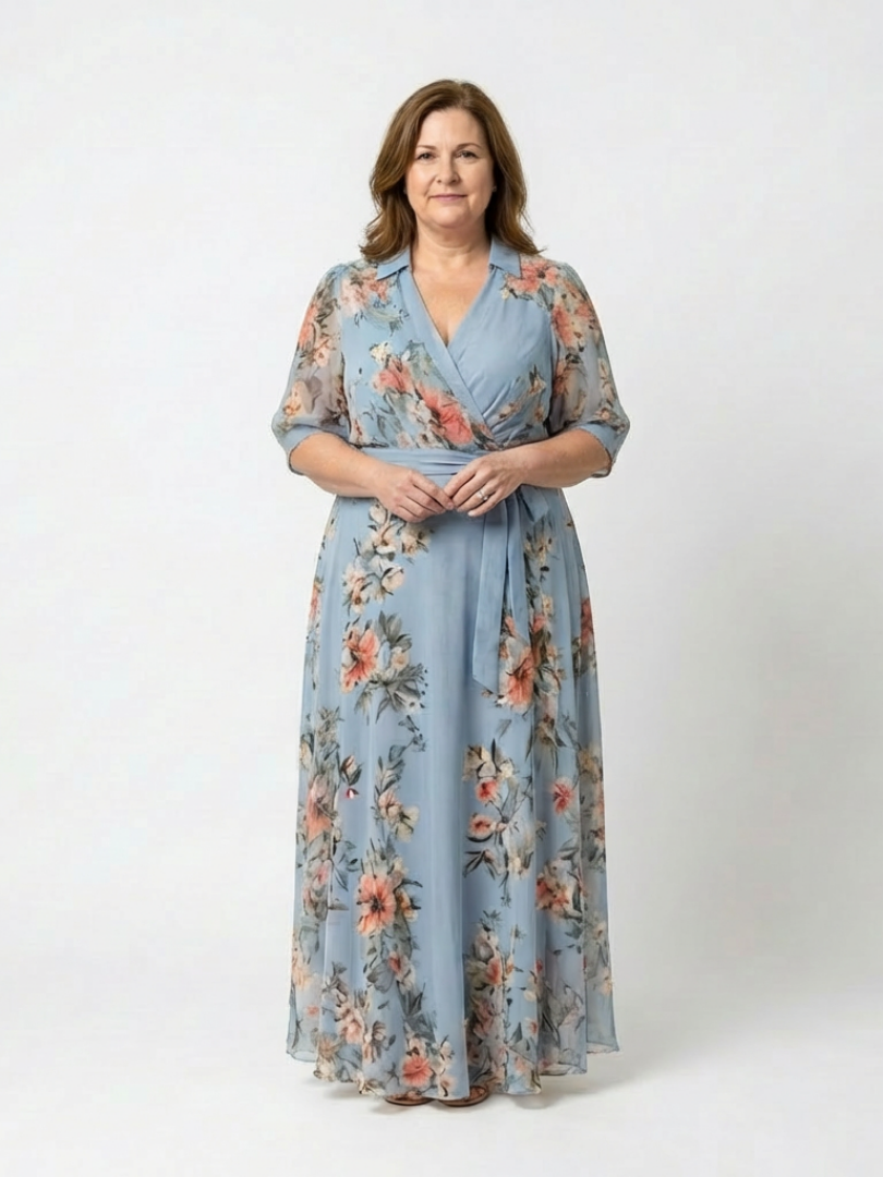 Camille | Robe Maxi à Enveloppe à Col en V Floral