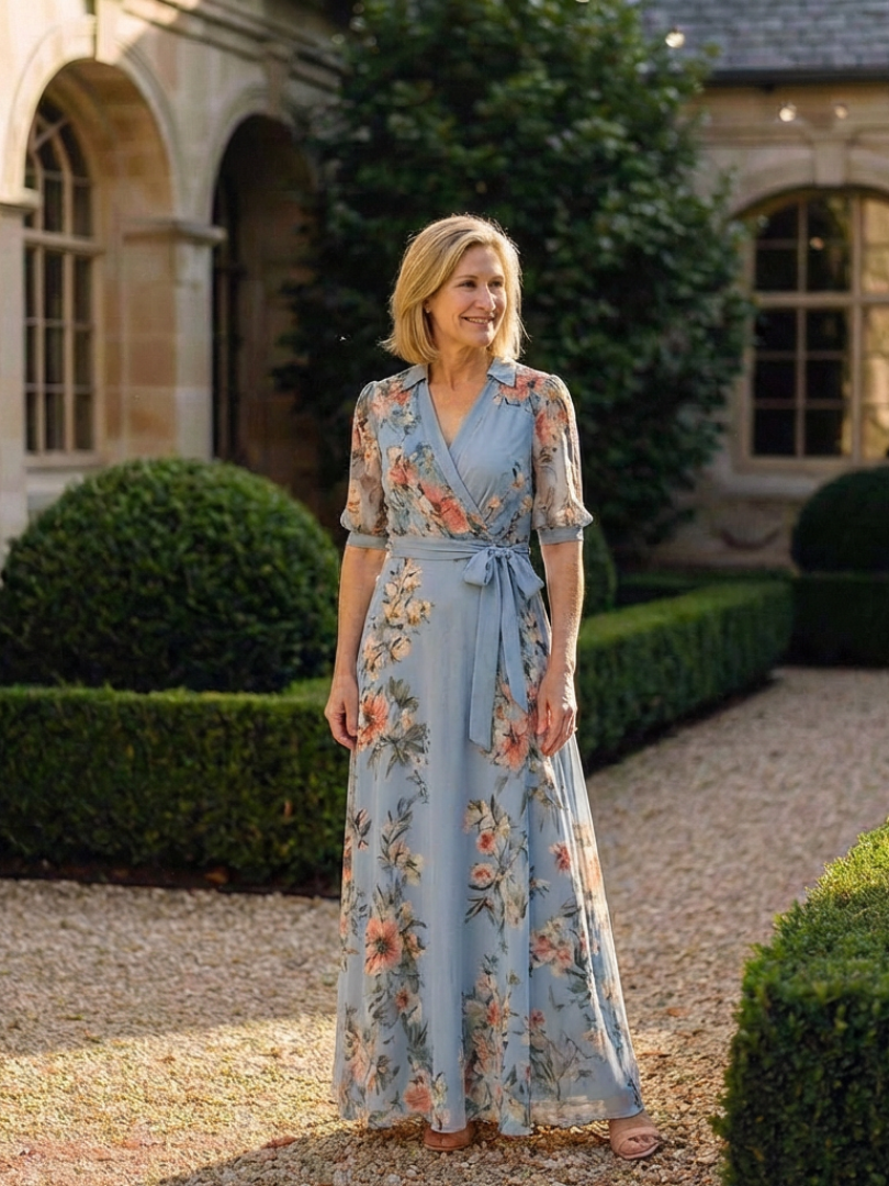 Camille | Robe Maxi à Enveloppe à Col en V Floral